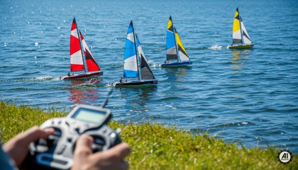 żaglówka zdalnie sterowana - model Rc na jeziorze-4